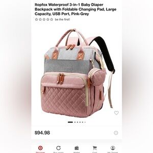 Stylish Pink Backpack with Gray Accents